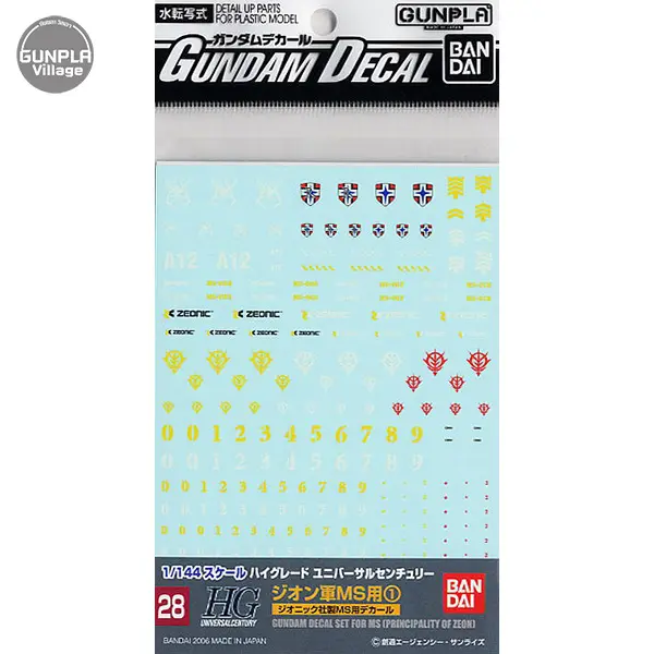 GUNDAM DECAL BANDAI GD-28 HGUC MULTIUSE - ZEON MS 1